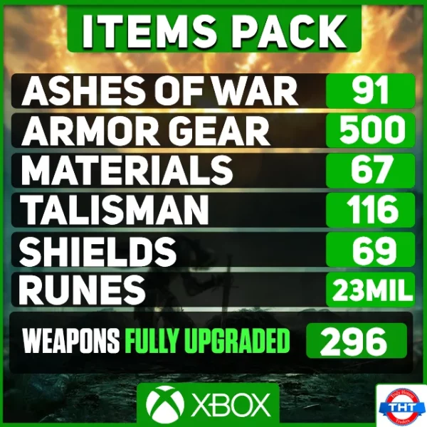 Elden Ring Xbox All Items w: Fully Upgraded Weapons